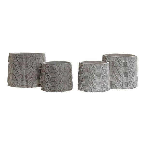 DKD Home Decor Vases Set Unde Grey Grey Gris gris (13 x 13 x 11,5 cm) (2 pcs) (18 x 18 x 15 cm)