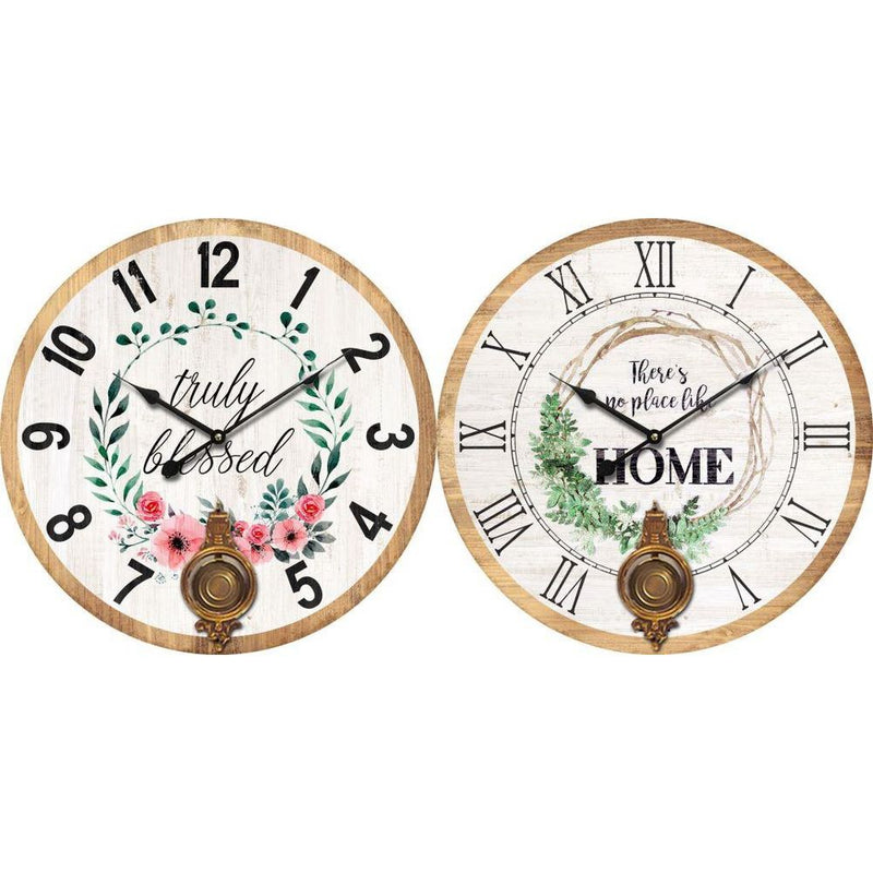 Orologio da Parete DKD Home Decor Metallo Bianco Legno MDF (2 pcs) (58 x 4 x 58 cm)