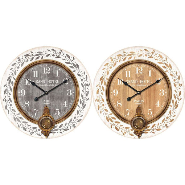 Orologio da Parete DKD Home Decor Grigio Beige Metallo Legno MDF (58 x 8 x 58 cm) (2 pcs)