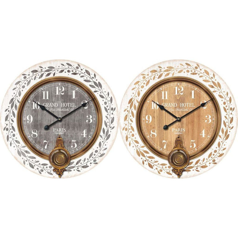 Orologio da Parete DKD Home Decor Grigio Beige Metallo Legno MDF (58 x 8 x 58 cm) (2 pcs)