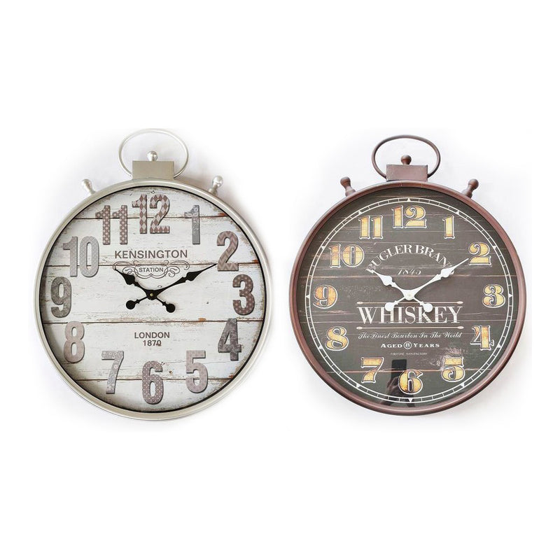 Orologio da Parete DKD Home Decor Nero Metallo Bianco Legno MDF (60 x 6 x 74.5 cm) (2 pcs)