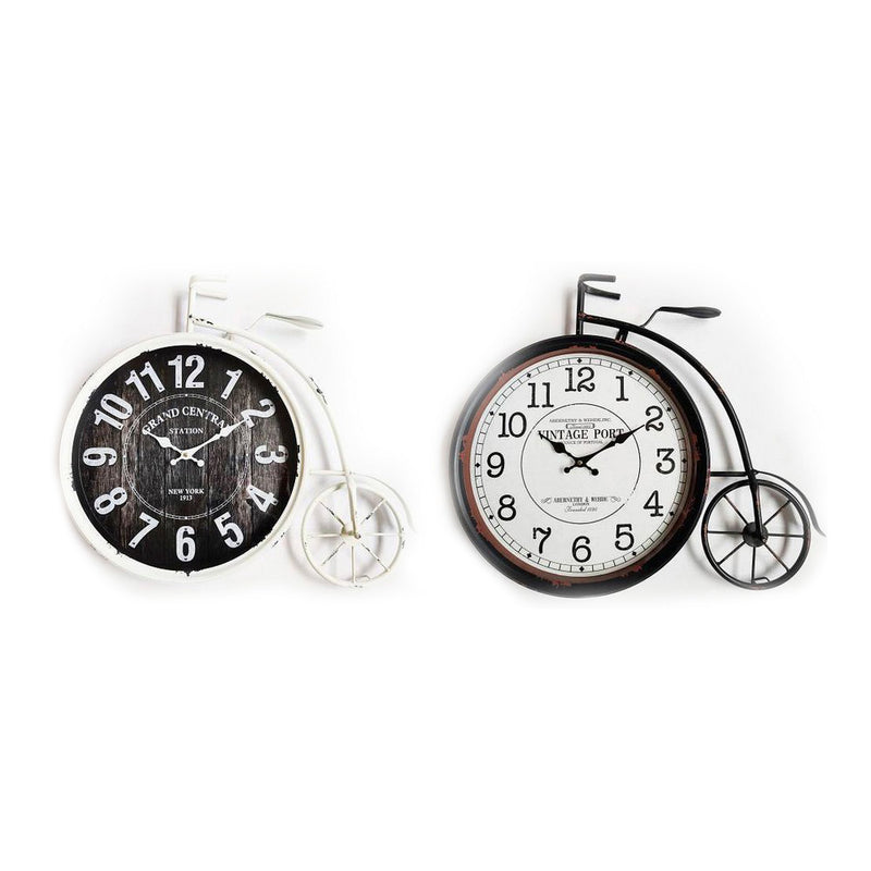 Orologio da Parete DKD Home Decor Vetro Nero Bicicletta Bianco Ferro (60 x 6 x 50 cm) (2 pcs)