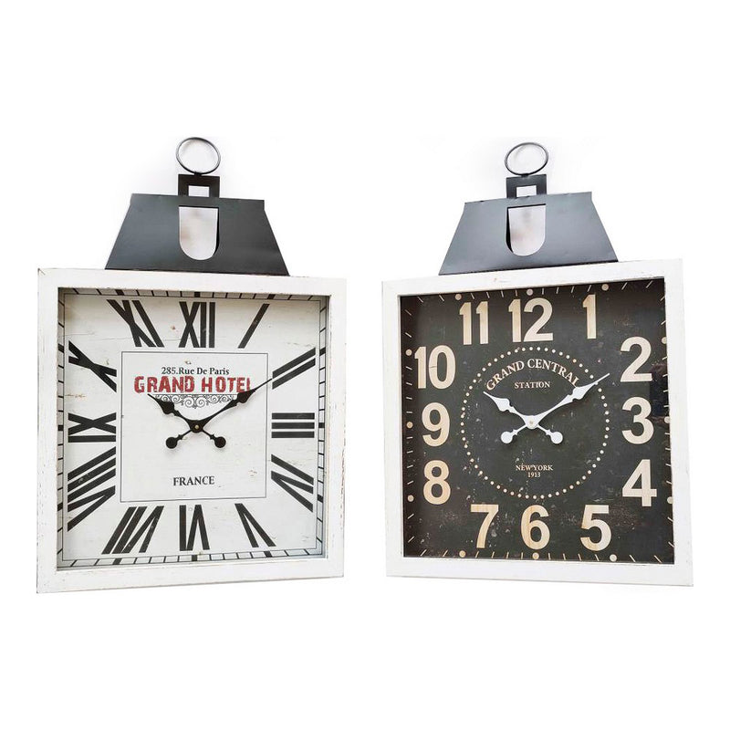 Orologio da Parete DKD Home Decor Nero Bianco Ferro Legno MDF (60 x 6 x 89 cm) (2 pcs)