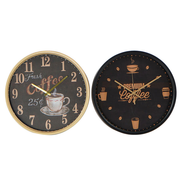 Wanduhr DKD Home Decor Black Caffè Ferro (2 Stcs) (40 x 6 x 40 cm)