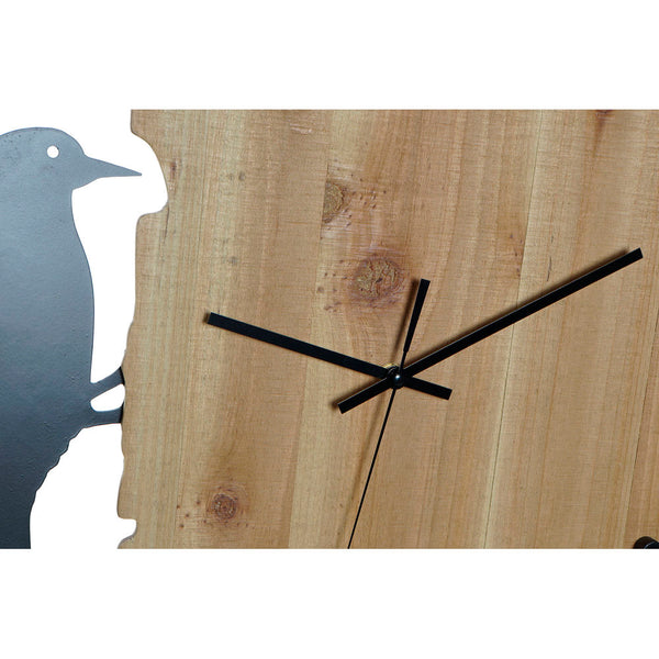 Wanduhr DKD Home Decor Schwarz weiße Eisen Holz Vogel MDF (50 x 3,5 x 50 cm) (2 Stcs)