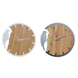 Wanduhr DKD Home Decor Schwarz weiße Eisen Holz Vogel MDF (50 x 3,5 x 50 cm) (2 Stcs)