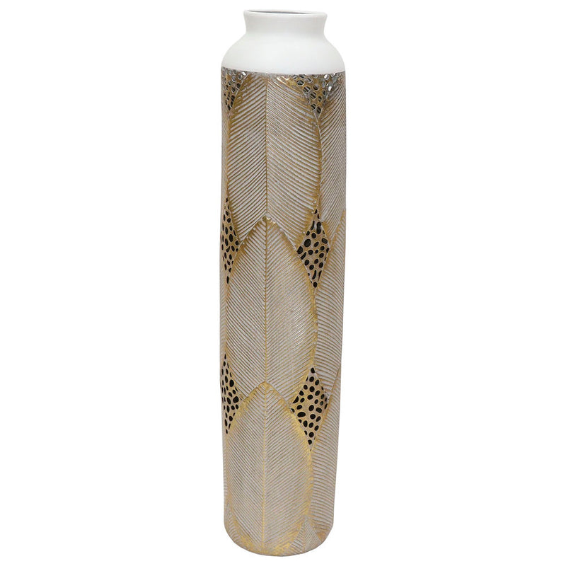 DKD Home Vase Orientalische Weißmetalldekor (15 x 15 x 69 cm)