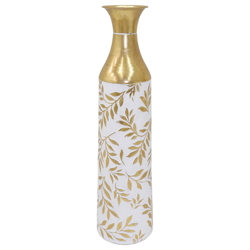 DKD Home Vase Tropical White Metal Decor (16 x 16 x 64 cm)