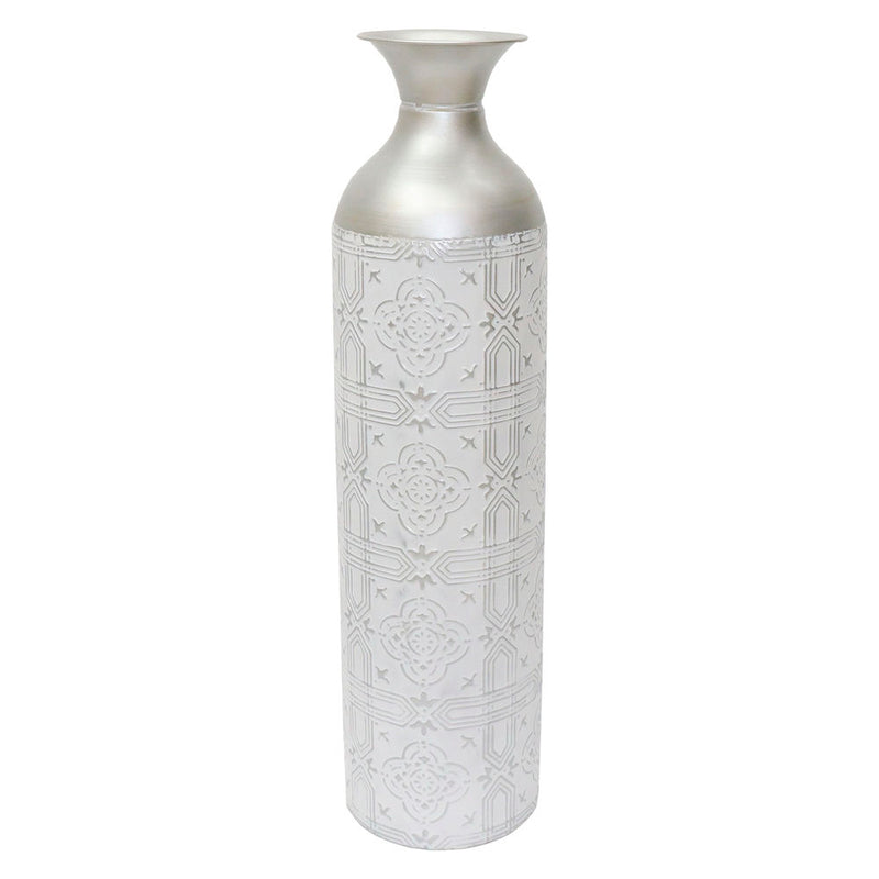 DKD Home Decor Vase Silver Mozaic Arabic White Metal (16 x 16 x 64 cm)