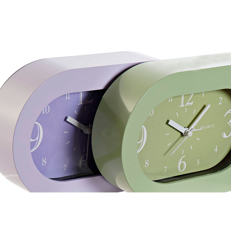 Orologio Sveglia DKD Home Decor Lilla Verde PVC (21 x 4.7 x 12.6 cm) (2 pcs)