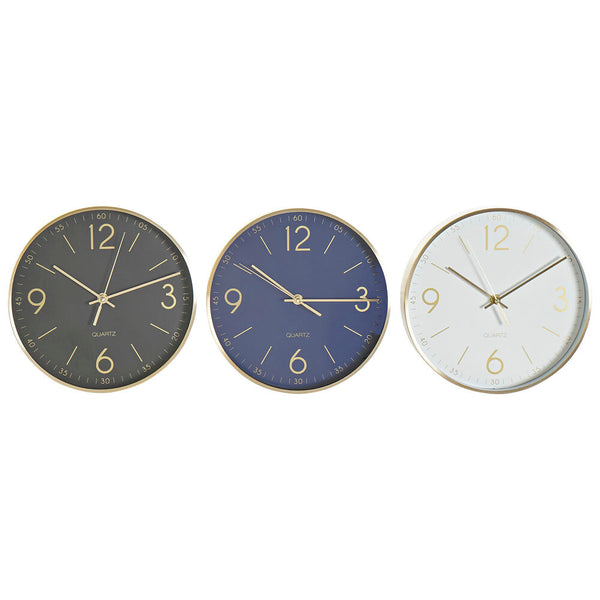 Wanduhr DKD Home Decor Schwarzblau Aluminium Weiß (25 x 4,2 x 25 cm) (3 Stcs)