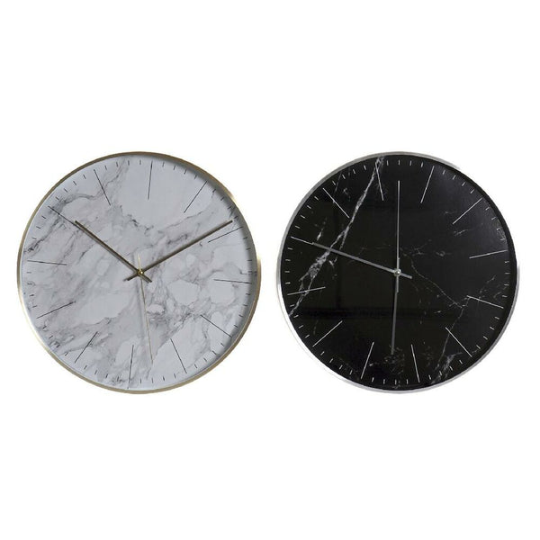 Wanduhr DKD Home Decor Schwarzweißes Aluminium (40 x 5 x 40 cm) (2 Stcs)