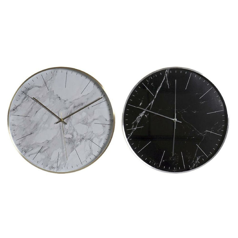 Wall Watch DKD Home Decor Aluminium blanc noir (40 x 5 x 40 cm) (2 pc)