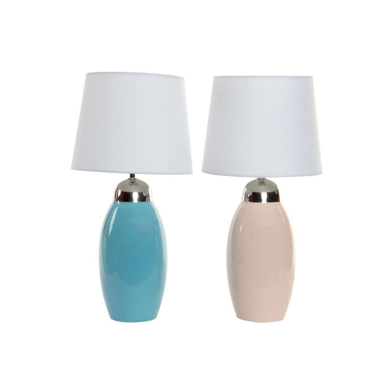 Lampada da tavolo DKD Home Decor Rosa Ceramica 240 V 60 W Celeste (2 pcs) (25 x 25 x 50 cm) - zannishop