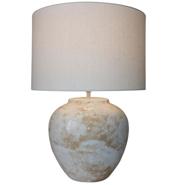 Lampada da tavolo DKD Home Decor Tela Ceramica Crema 40W (42 x 42 x 60 cm) - zannishop