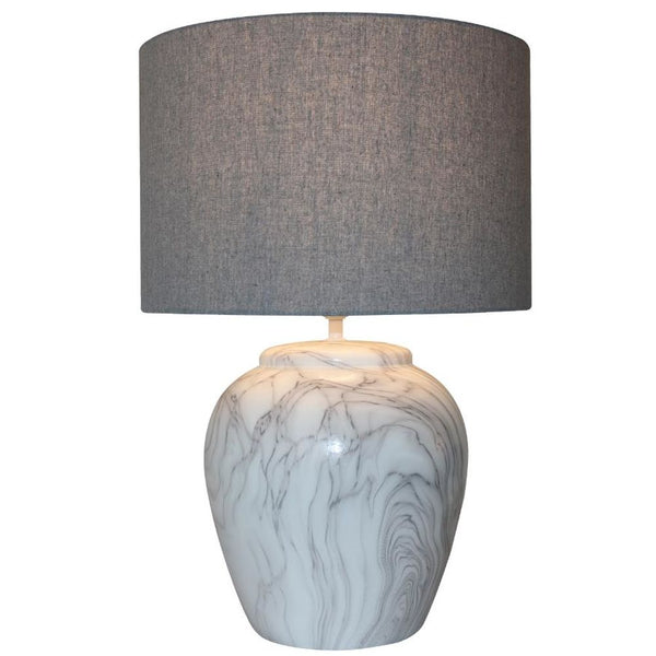 Lampada da tavolo DKD Home Decor Tela Ceramica Grigio Bianco (38 x 38 x 58 cm) - zannishop