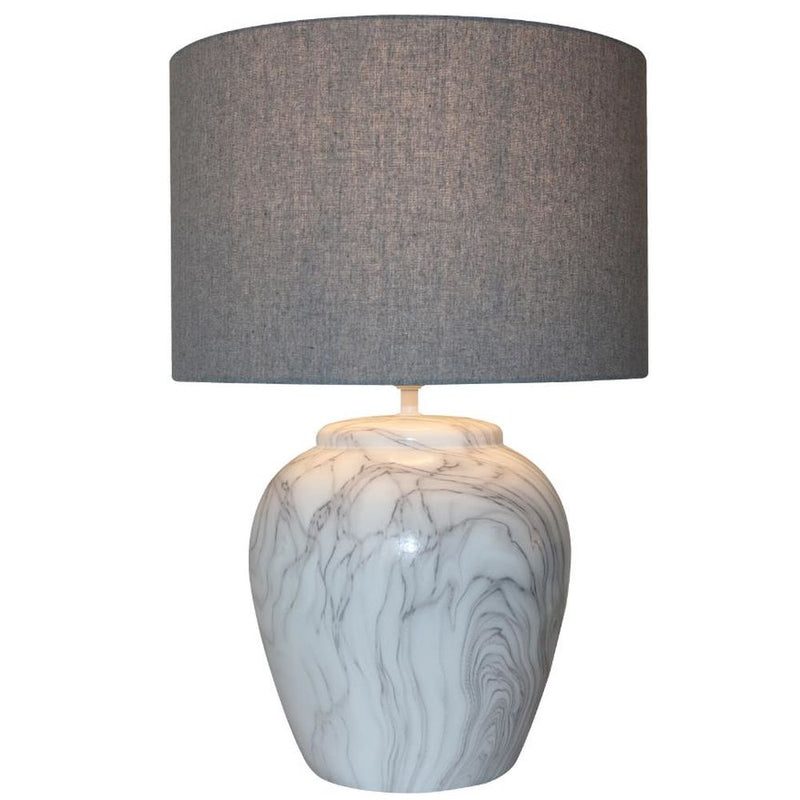 Lampada da tavolo DKD Home Decor Tela Ceramica Grigio Bianco (38 x 38 x 58 cm) - zannishop