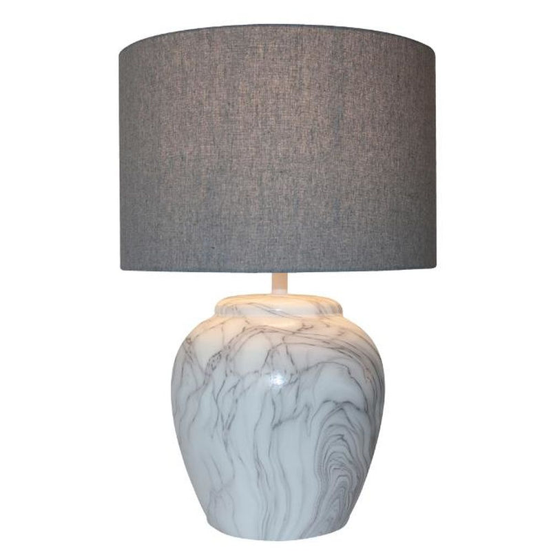 Lampada da tavolo DKD Home Decor Tela Ceramica Grigio Bianco (28 x 28 x 44 cm) - zannishop