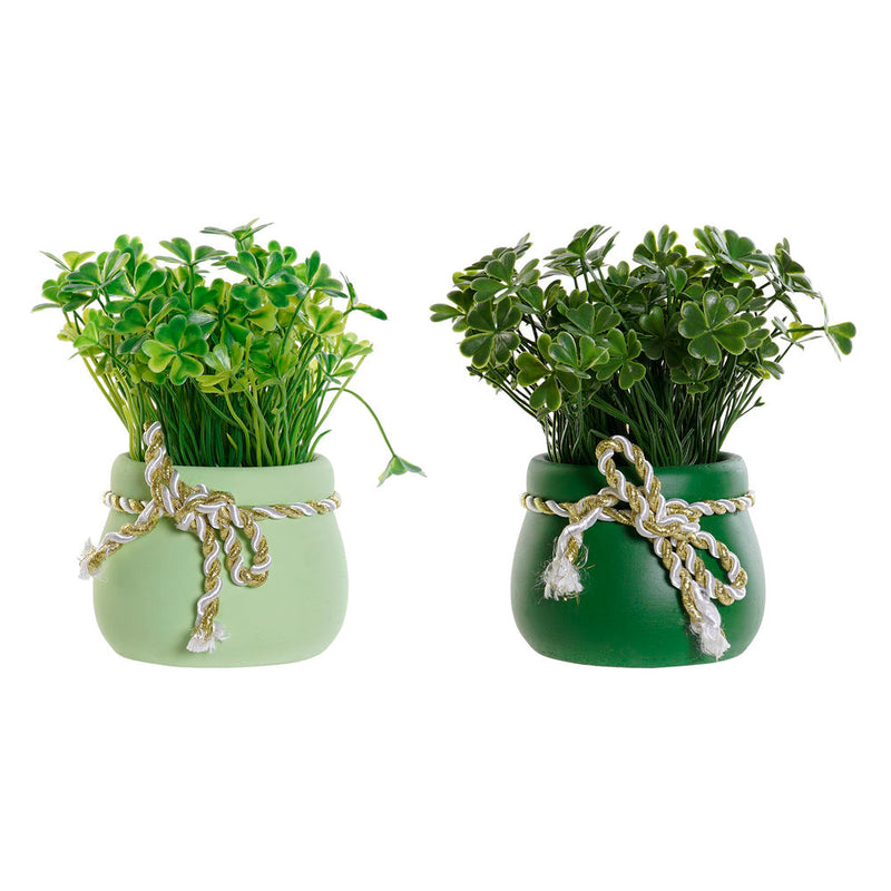 Pianta Decorativa DKD Home Decor Cemento Polietilene Verde (9 x 9 x 15 cm) (2 pcs) - zannishop