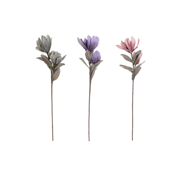 Fiore Decorativo DKD Home Decor Grigio Rosa EVA (etilvinilacetato) Lilla (3 pcs) (25 x 25 x 95 cm) - zannishop