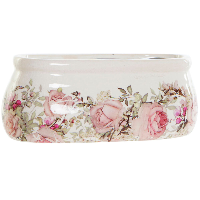 Vaso DKD Home Decor Rosa Bianco Fiori servizio di piatti (23 x 10 x 10 cm)