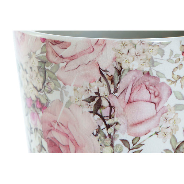 Vaso DKD Home Decor Rosa Bianco Fiori servizio di piatti (14 x 14 x 13 cm)