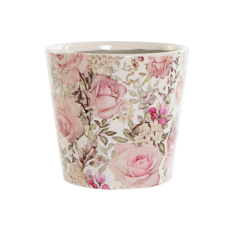 Vaso DKD Home Decor Rosa Bianco Fiori servizio di piatti (14 x 14 x 13 cm)