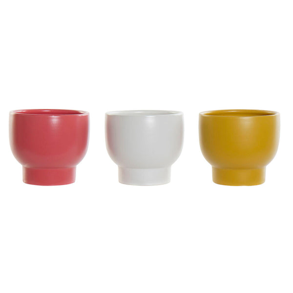 Vaso DKD Home Decor Rosa servizio di piatti Senape (15 x 15 x 14 cm) (3 pcs)