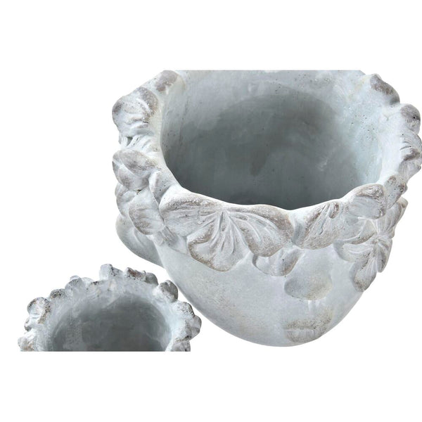 Vaso DKD Home Decor Grigio Cemento Fiori Shabby Chic (20 x 19 x 17 cm)