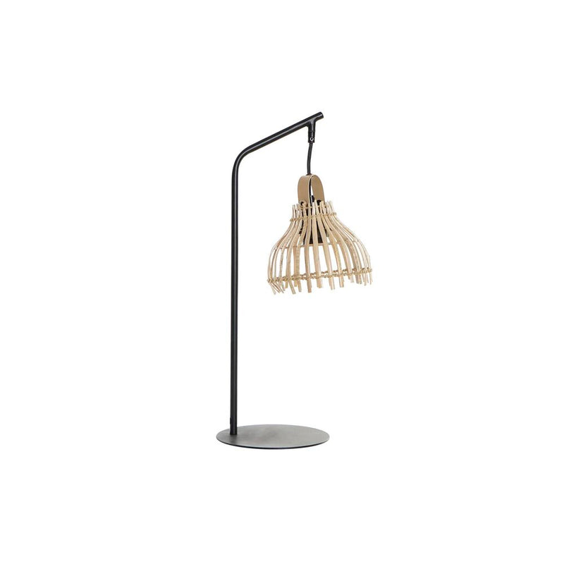 Lampada da tavolo DKD Home Decor Nero Metallo Marrone Rattan (22 x 22 x 50 cm) - zannishop