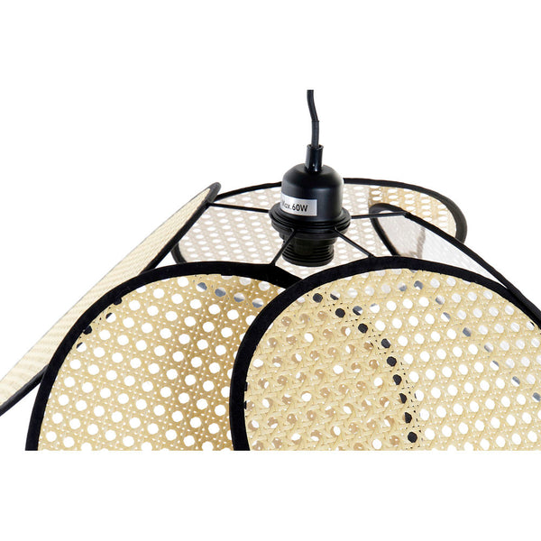 Lampadario DKD Home Decor Nero Metallo Marrone Cotone Rattan 250 V (64 x 64 x 20 cm) - zannishop