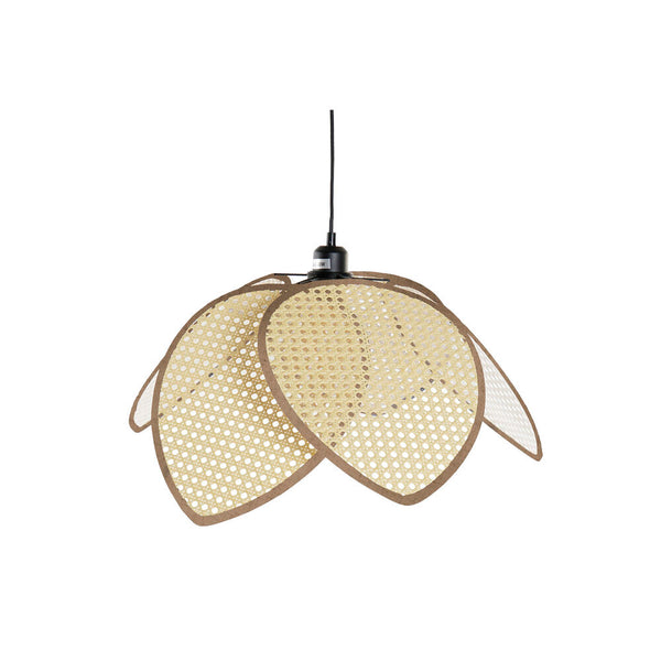 Lampadario DKD Home Decor Nero Metallo Marrone Cotone Rattan 250 V (64 x 64 x 20 cm) - zannishop