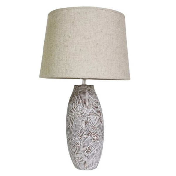 Lampada da tavolo DKD Home Decor Bianco Lino Resina Frunze (35 x 35 x 61 cm)