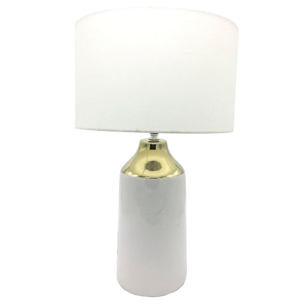 Lampada da tavolo DKD Home Decor Dorato Poliestere Bianco Gres (32 x 32 x 52 cm) - zannishop