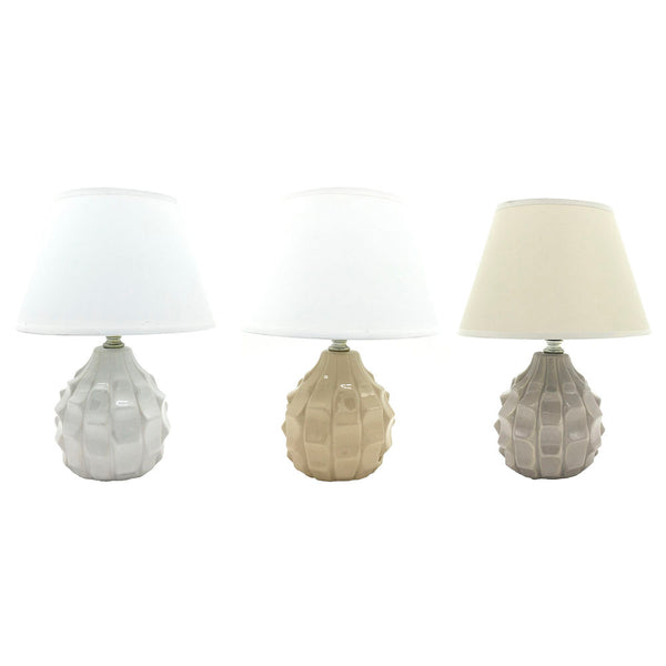 Lampada da tavolo DKD Home Decor Marrone Poliestere Bianco Gres (3 pcs) (20 x 20 x 27 cm) - zannishop