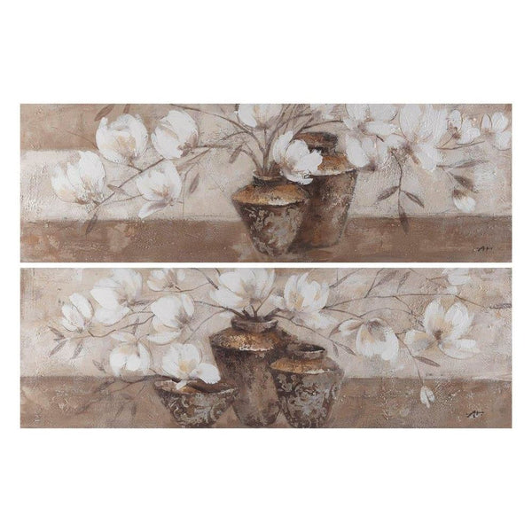 Quadro DKD Home Decor Pino Tela Vaso (2 pcs) (150 x 3.5 x 50 cm) - zannishop