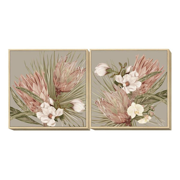 Quadro DKD Home Decor polistirene Fiori Tela (2 pcs) (70 x 4 x 70 cm) - zannishop