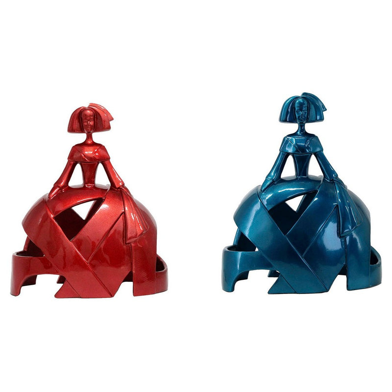 Statua Decorativa DKD Home Decor Rosso Azzurro Resina (24 x 15 x 29 cm) (2 pcs) - zannishop