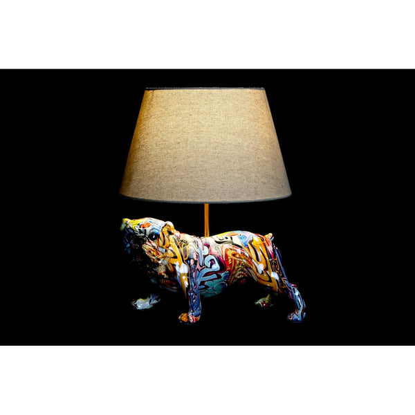 Lampada da tavolo DKD Home Decor Poliestere Bulldog Resina Multicolore (38 x 31 x 46 cm) - zannishop