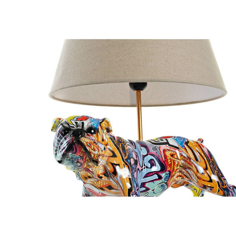 Lampada da tavolo DKD Home Decor Poliestere Bulldog Resina Multicolore (38 x 31 x 46 cm) - zannishop