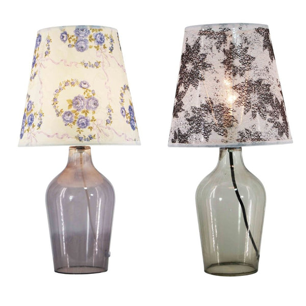 Lampada da tavolo DKD Home Decor Vetro Poliestere Fiori (2 pcs) (23 x 23 x 45 cm) - zannishop