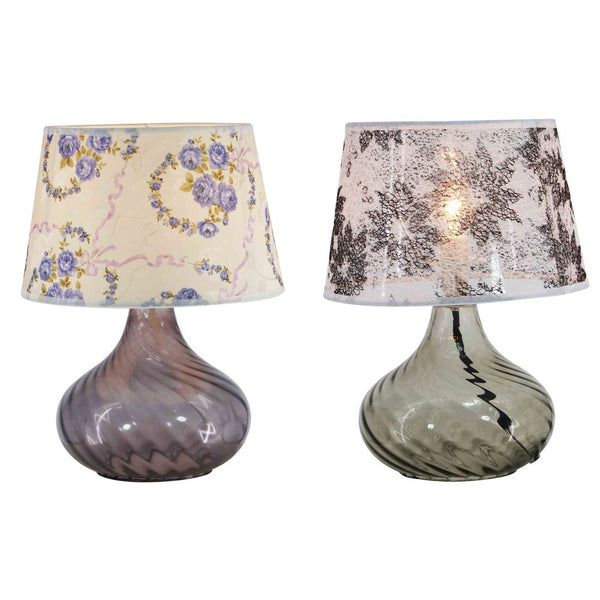 Lampada da tavolo DKD Home Decor Vetro Poliestere Fiori (25 x 25 x 32 cm) (2 pcs) - zannishop