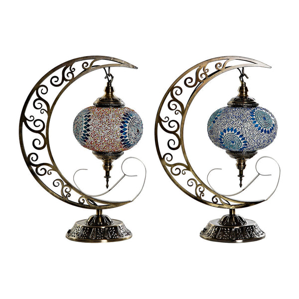 Lampada da tavolo DKD Home Decor Vetro Azzurro Metallo Multicolore Metallizzato (33 x 18 x 46 cm) (2 pcs) - zannishop