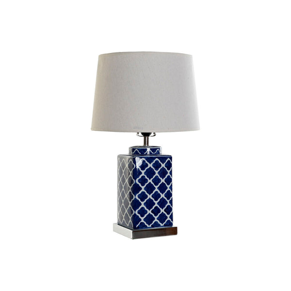 Lampada da tavolo DKD Home Decor Mozaic Porțelan Azzurro Poliestere Bianco (35 x 35 x 57 cm) - zannishop