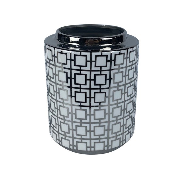 Vaso DKD Home Decor Porțelan Argentato Orientale (15 x 15 x 19 cm)