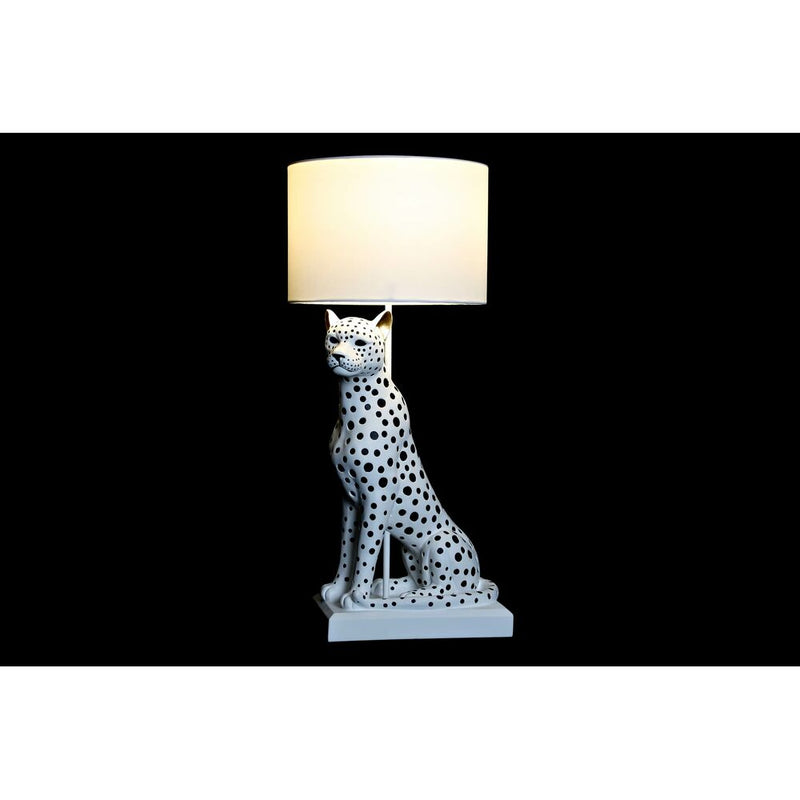 Lampada da tavolo DKD Home Decor Poliestere Bianco Leopardo Resina (30 x 30.5 x 71 cm) - zannishop