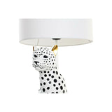 Lampada da tavolo DKD Home Decor Poliestere Bianco Leopardo Resina (30 x 30.5 x 71 cm) - zannishop