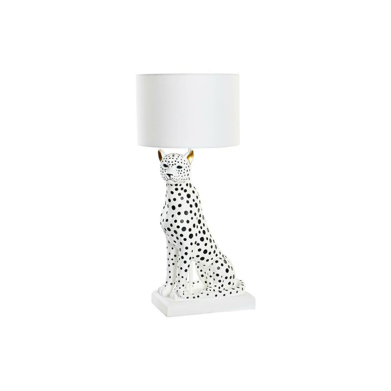 Lampada da tavolo DKD Home Decor Poliestere Bianco Leopardo Resina (30 x 30.5 x 71 cm) - zannishop