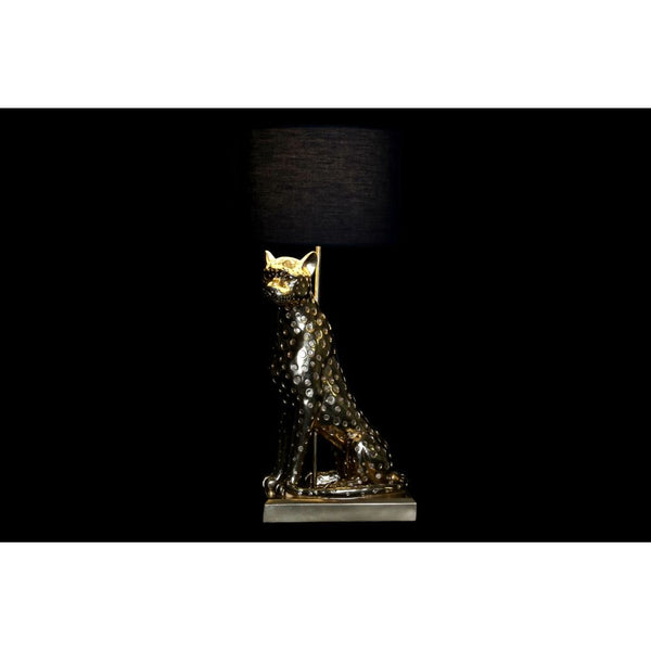 Lampada da tavolo DKD Home Decor Nero Dorato Poliestere Leopardo Resina (30 x 30.5 x 71 cm) - zannishop