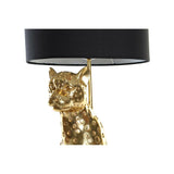 Lampada da tavolo DKD Home Decor Nero Dorato Poliestere Leopardo Resina (30 x 30.5 x 71 cm) - zannishop